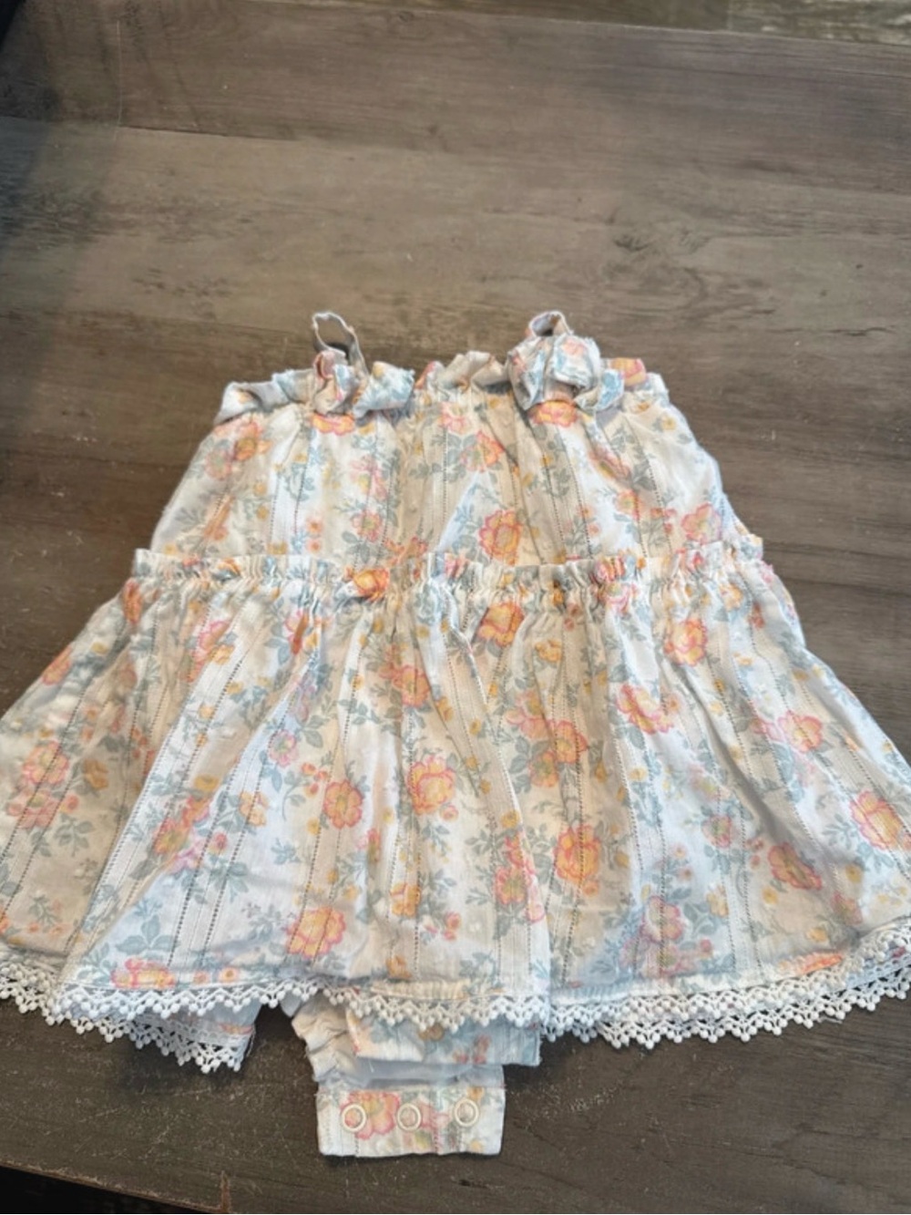 Haute Hippie Floral Tiered Baby Dress with Lace Trim